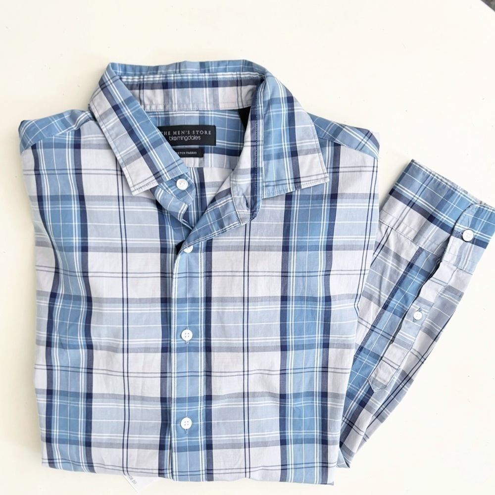 Bloomingdales Men’s Plaid Button Down Shirt Size Medium Lightweight New